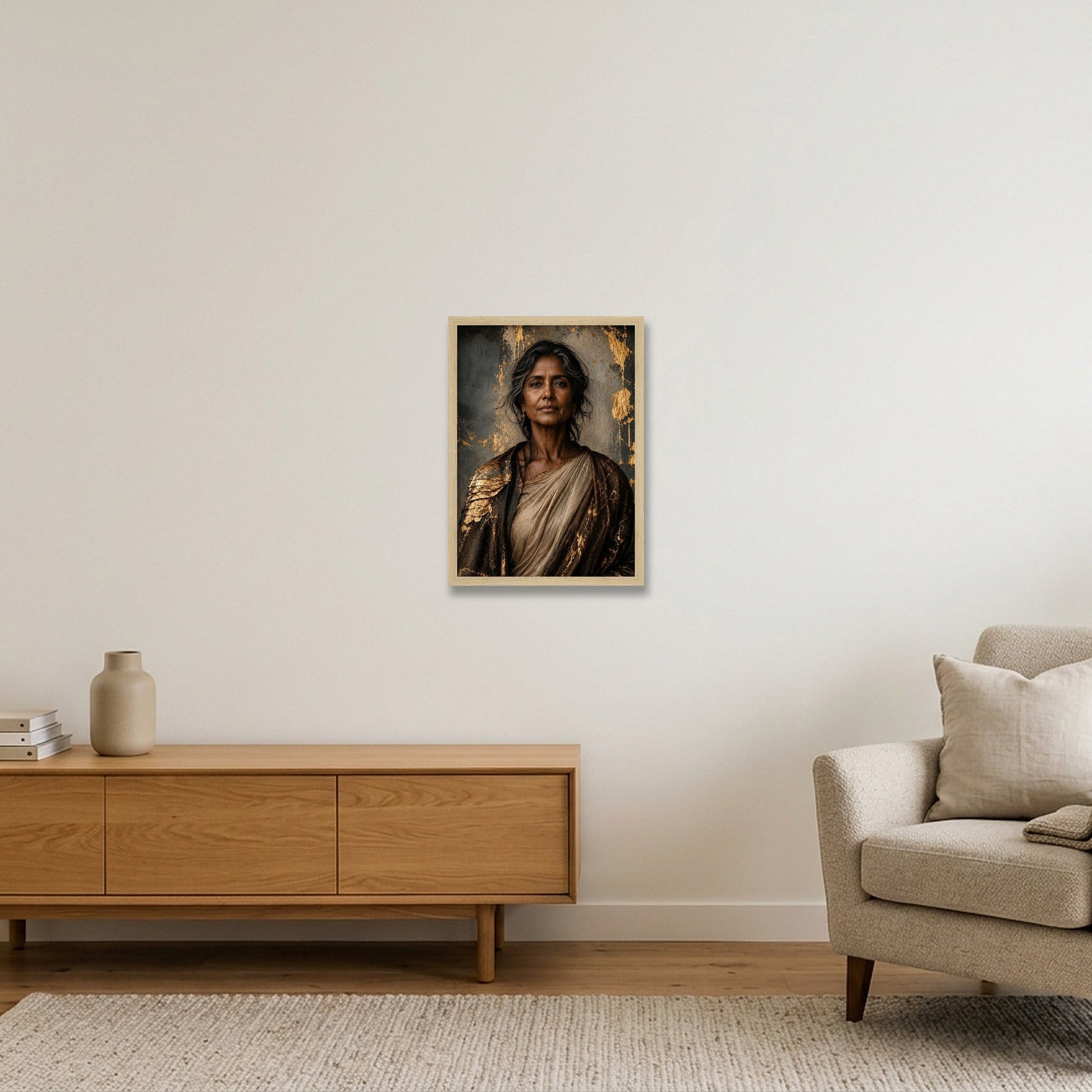Gilded Confidence — A3 (30×42cm, 12×17") Oak Frame