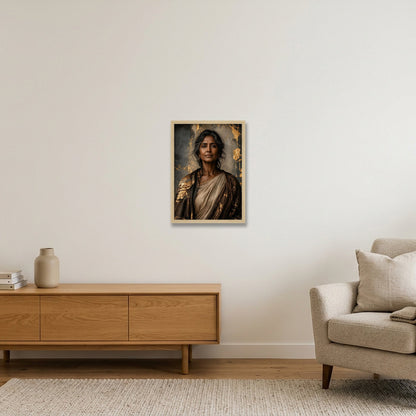Gilded Confidence — A3 (30×42cm, 12×17") Oak Frame