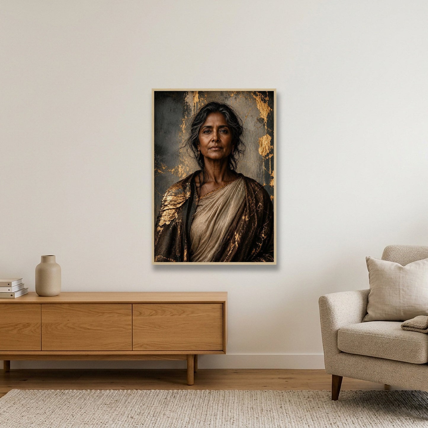 Gilded Confidence — 70×100cm, 28×39" Oak Frame