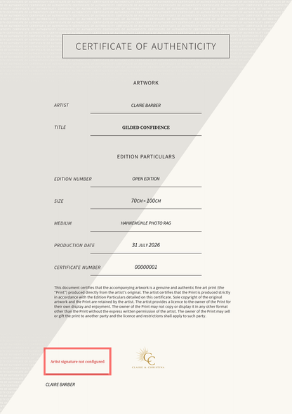 Gilded Confidence — Certificate of Authenticity