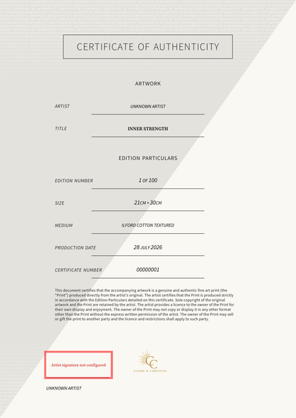 Inner Strength — Certificate of Authenticity