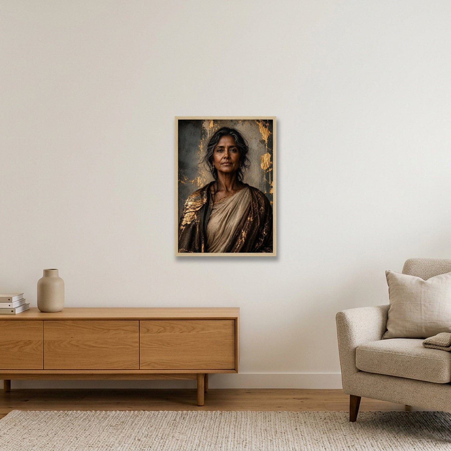 Gilded Confidence — 42×59cm, 17×23" Oak Frame