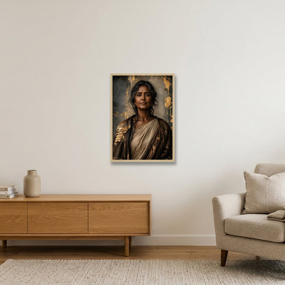 Gilded Confidence — 42×59cm, 17×23" Oak Frame